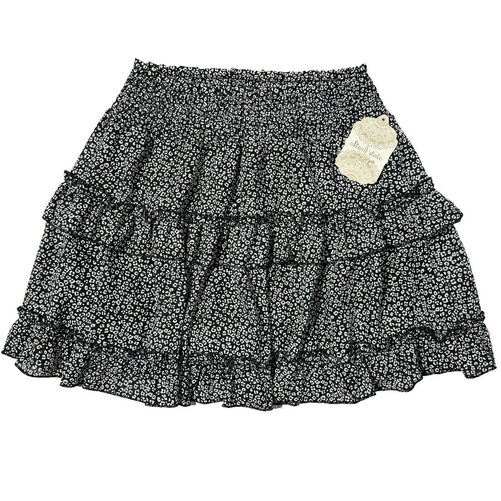 NWT $50 Altar'd State Ruffled Tiered Mini Skirt Black & White Women’s Size M